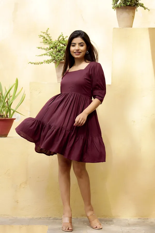 Maroon_Rayon__Aroma_Dress_For_Women