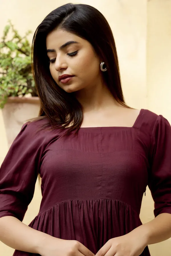 Maroon_Rayon__Aroma_Dress_For_Women