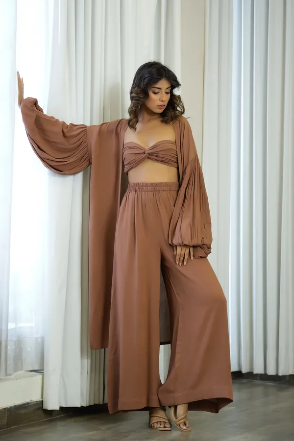 Brown_Cotton_Starlit_3_Piece_Set_For_Women