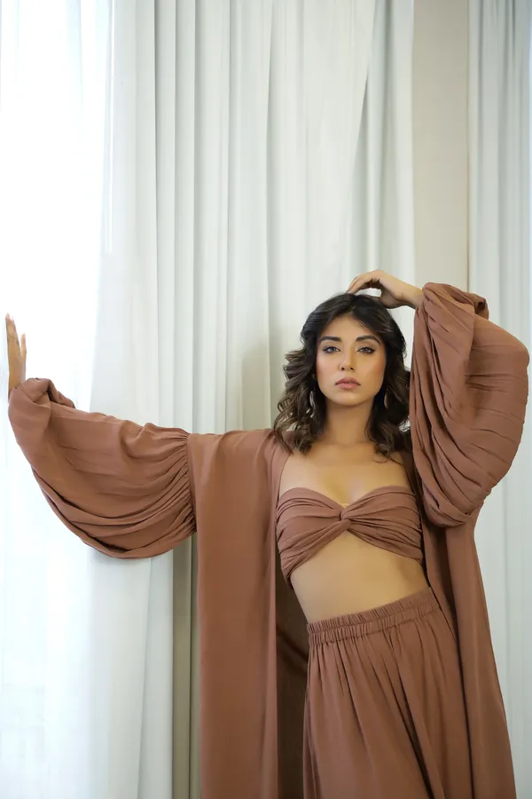 Brown_Cotton_Starlit_3_Piece_Set_For_Women