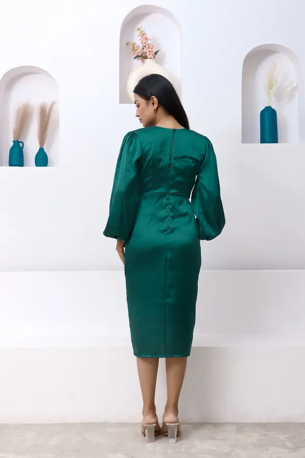 Green_Satin_Slit_Midi_Dress_For_Women