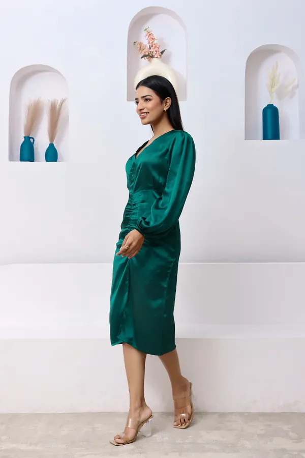 Green_Satin_Slit_Midi_Dress_For_Women