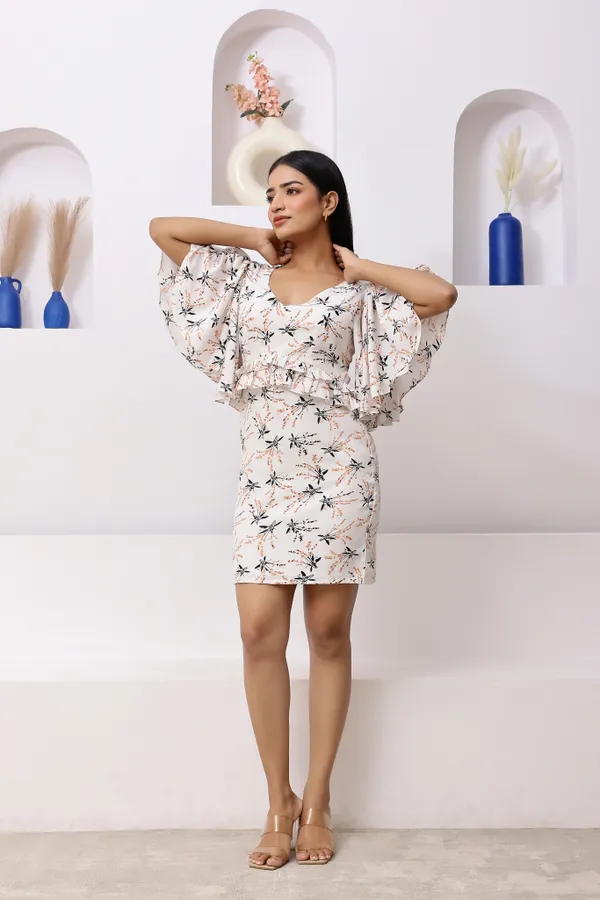 White_Polyester_Crepe_Vanilla_Bean_Mini_Dress_For_Women