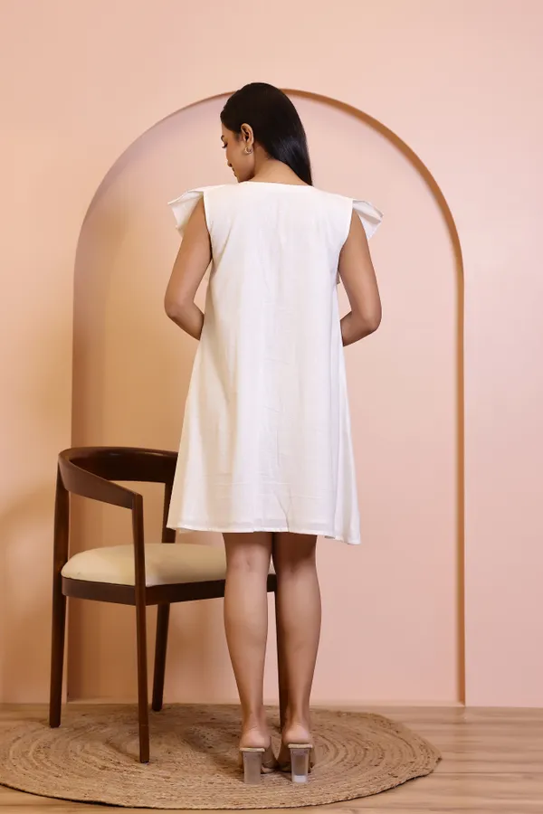 White_Cotton_Slub_Mini_Dress_For_Women