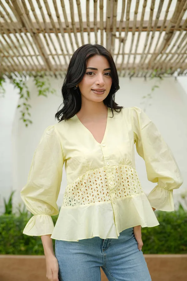 Yellow_Schiflli_Cotton_Top