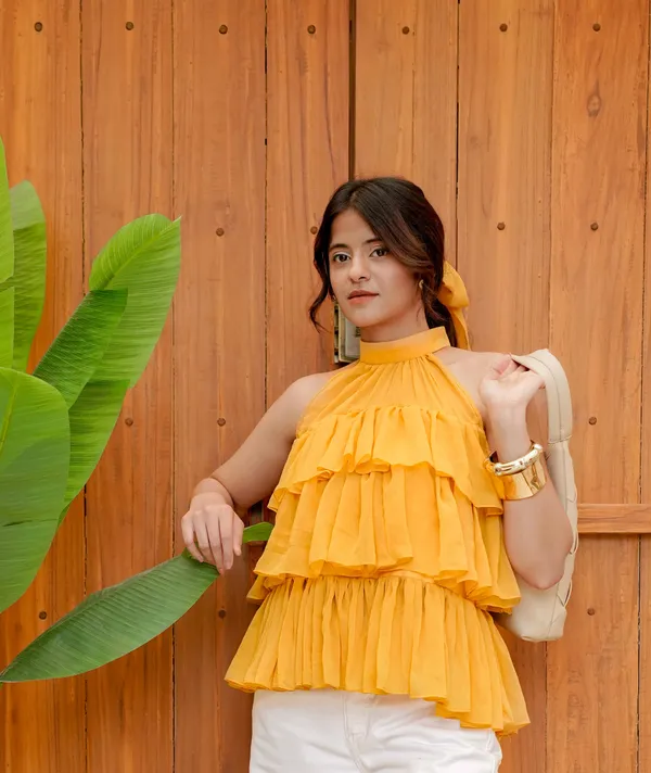Mustard_Chiffon_Tiered_Top