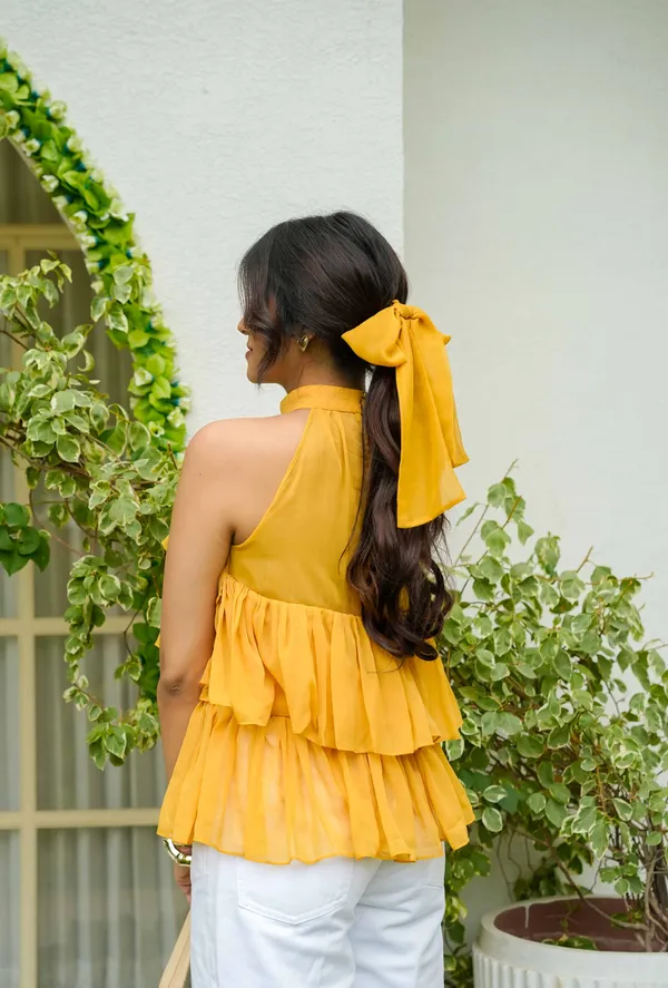 Mustard_Chiffon_Tiered_Top