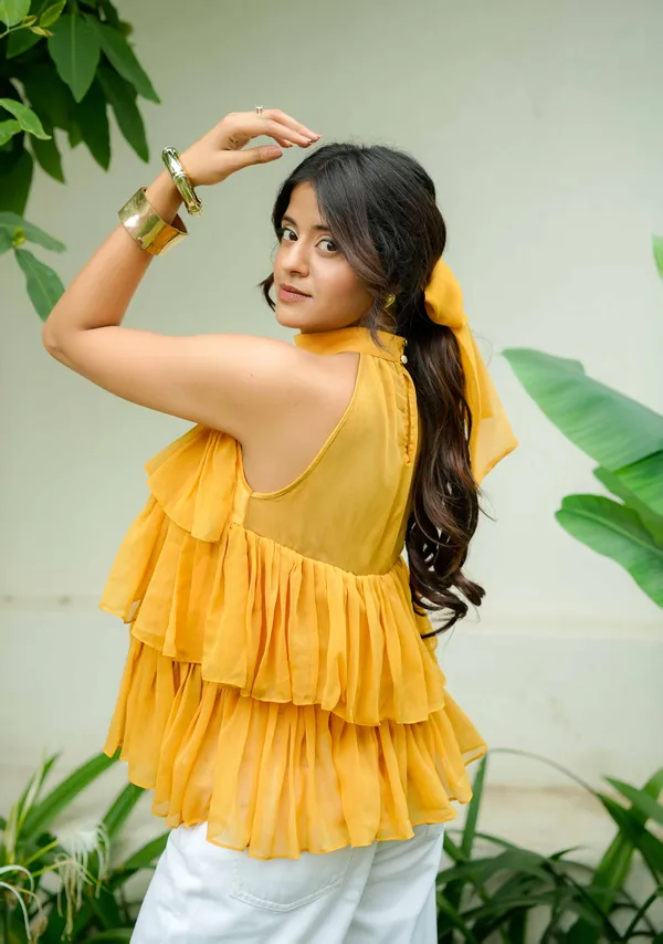 Mustard_Chiffon_Tiered_Top