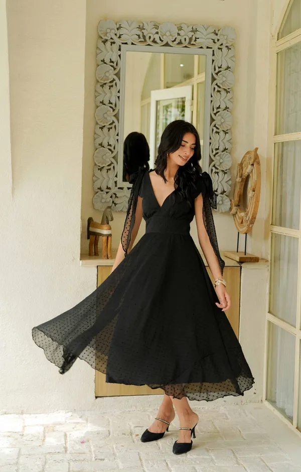 Black_dobby_chiffon_midi_dress