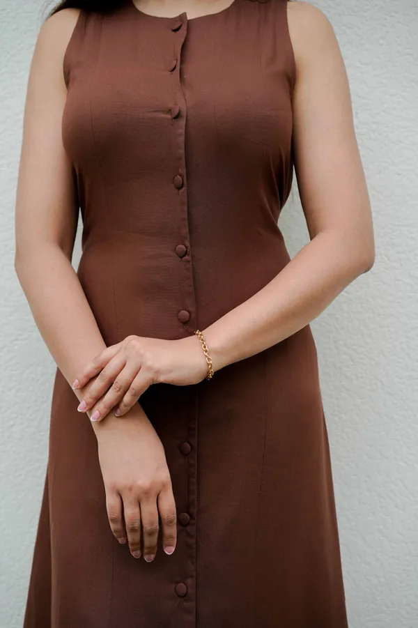 Coffee_brown_rayon_midi_dress