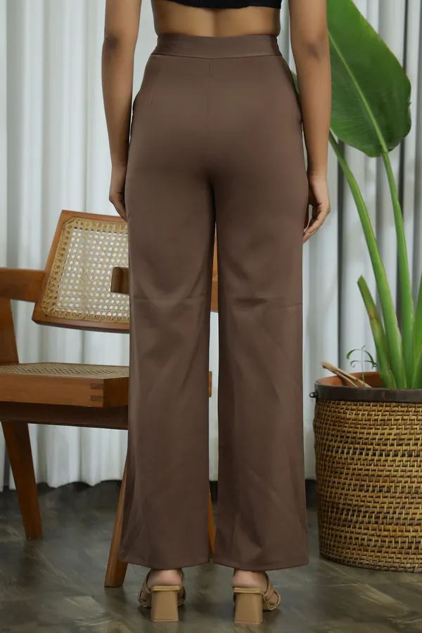 Brown_Blended_Fabric_Firefly_High_Waist_Pants_For_Women