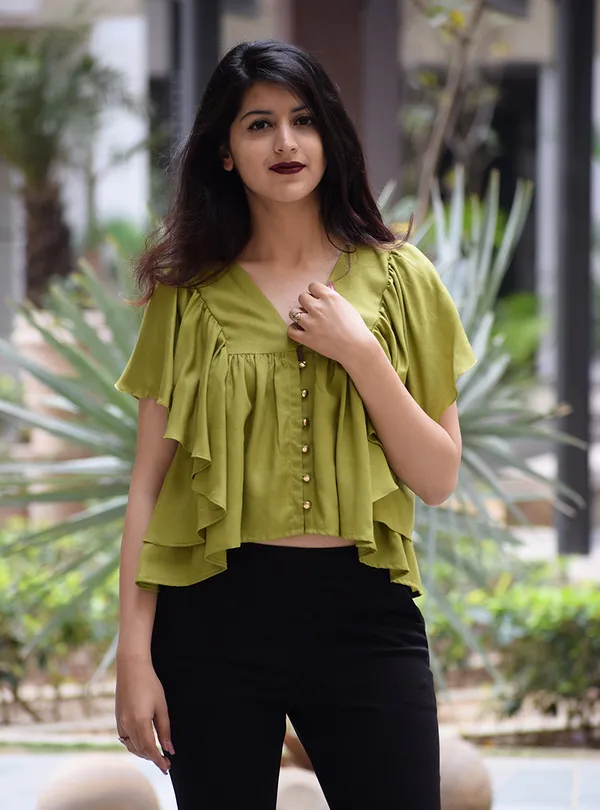 Green_Rayon_Aria_Ruffle_Blouse_For_Women
