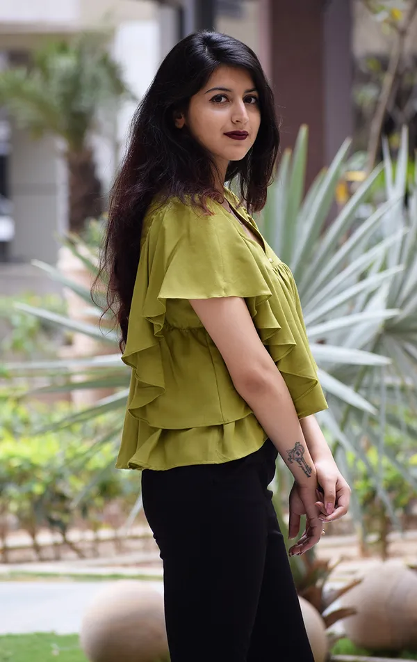 Green_Rayon_Aria_Ruffle_Blouse_For_Women