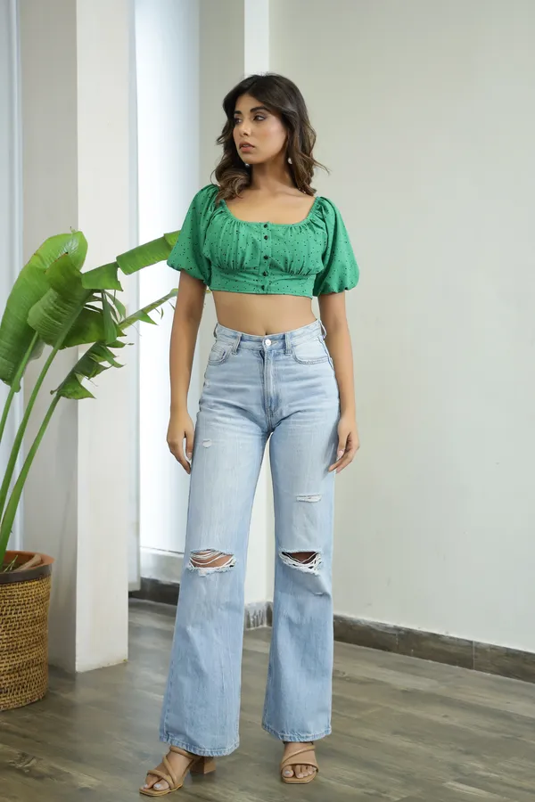 Green_Crepe_Nicole_Button_Crop_Top_For_Women