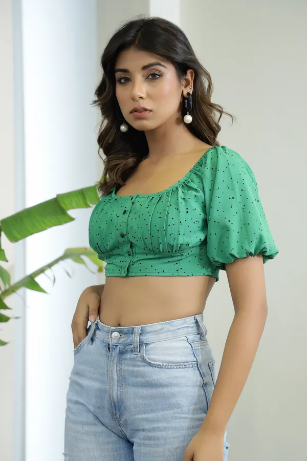 Green_Crepe_Nicole_Button_Crop_Top_For_Women