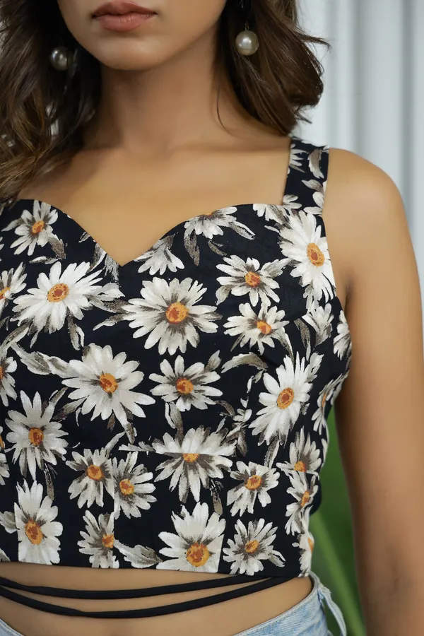 Black_Crepe_Daisy_Blackless_Blouse_For_Women