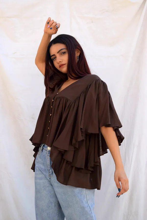 Brown_Rayon_Aria_Ruffle_Blouse_For_Women