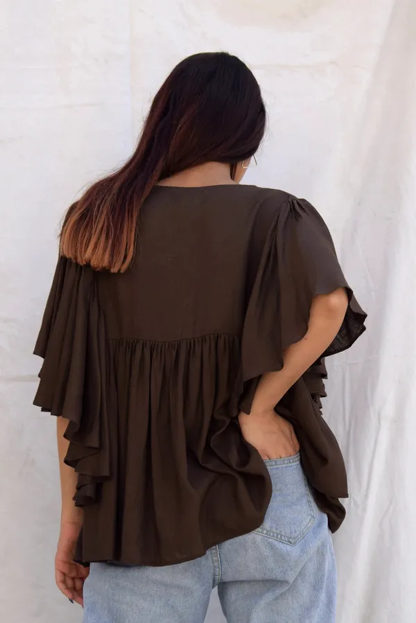 Brown_Rayon_Aria_Ruffle_Blouse_For_Women