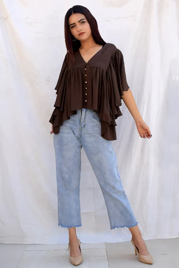 Brown_Rayon_Aria_Ruffle_Blouse_For_Women