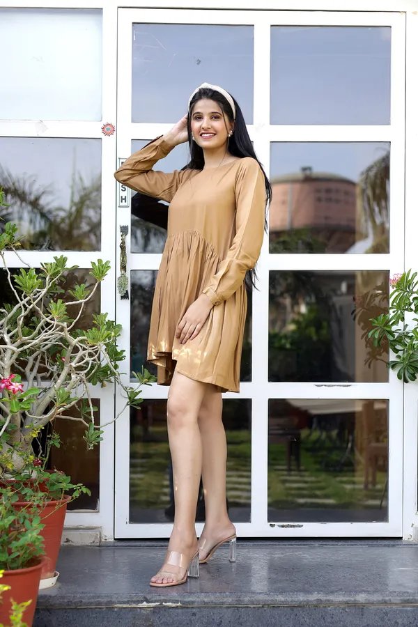 Tan_Rayon_Layla_Mini_Dress_For_Women
