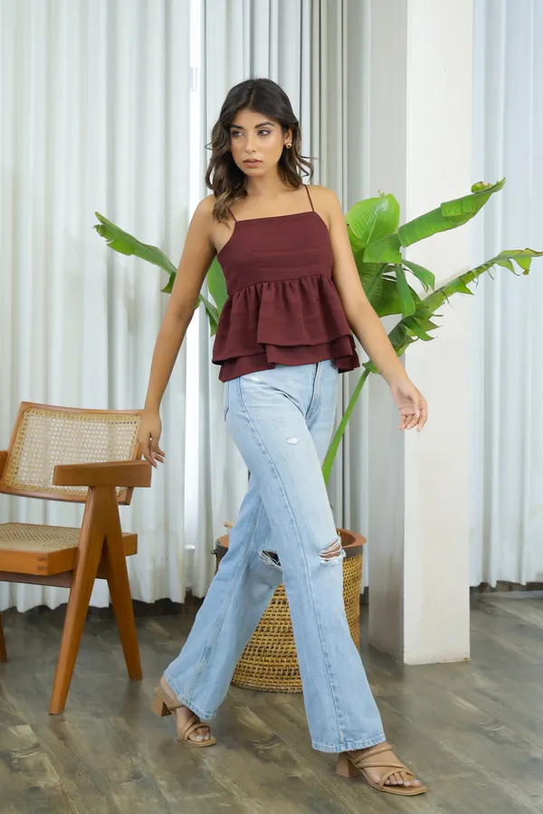 Wine_Georgette_Isla_Layered_Top_For_Women