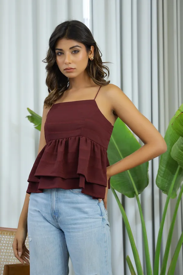 Wine_Georgette_Isla_Layered_Top_For_Women