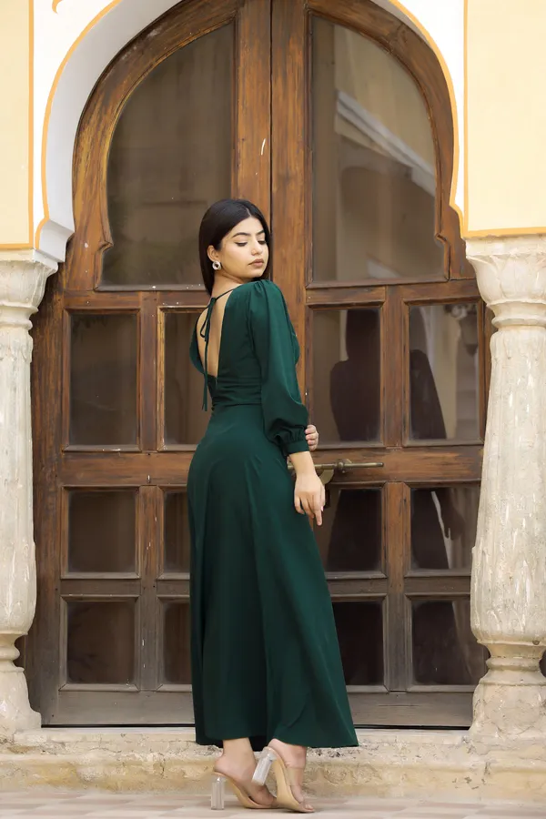 Green_Crepe__Gracia_Dress_For_Women