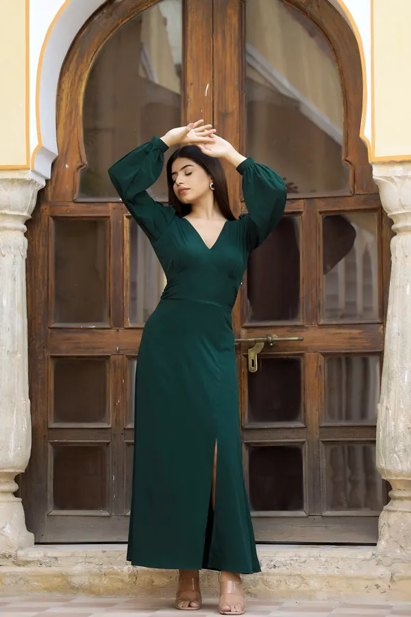 Green_Crepe__Gracia_Dress_For_Women