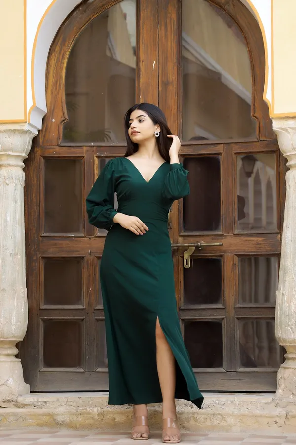 Green_Crepe__Gracia_Dress_For_Women