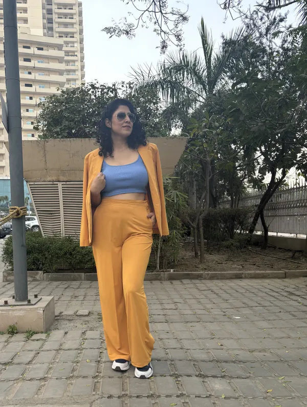 Yellow_Imported_Lycra_Regular_Fit_Blazer_&_Pant_Set_For_Women_&_Girls