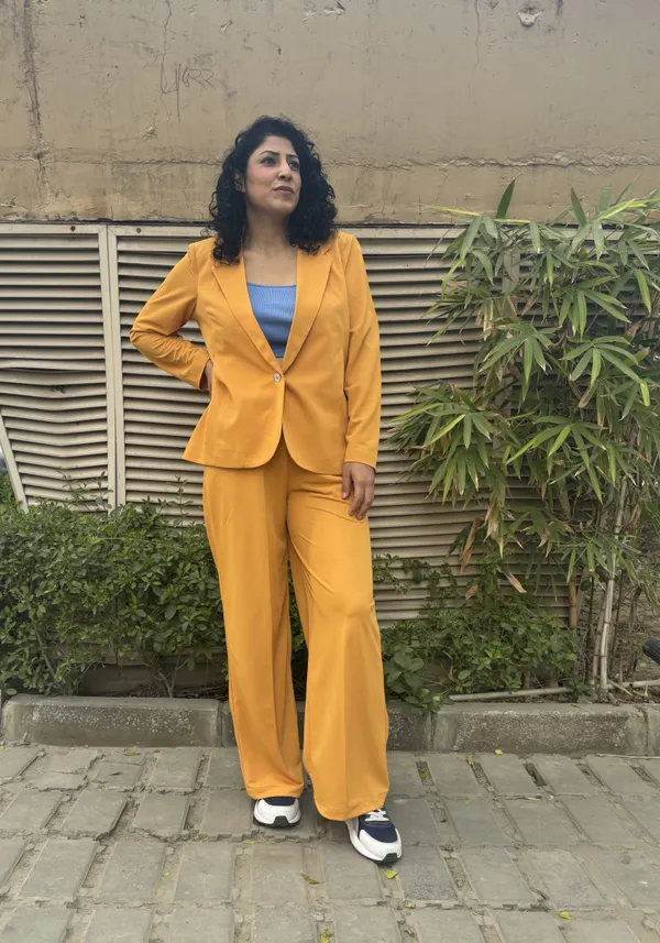Yellow_Imported_Lycra_Regular_Fit_Blazer_&_Pant_Set_For_Women_&_Girls