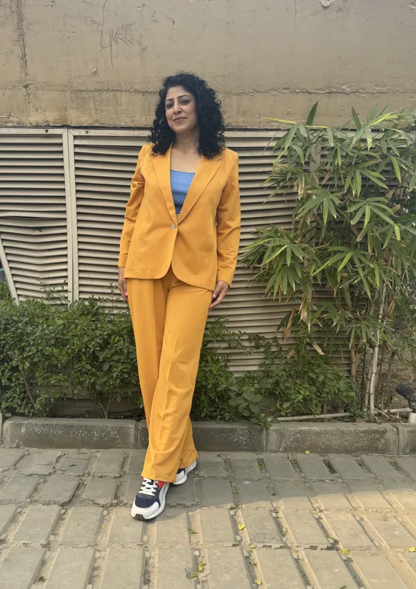 Yellow_Imported_Lycra_Regular_Fit_Blazer_&_Pant_Set_For_Women_&_Girls