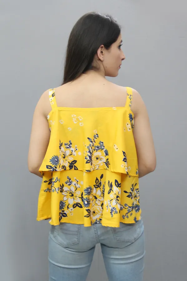 Casual_Floral_Print_Women_Yellow_Top