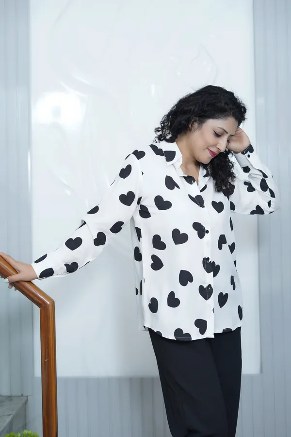 White_Rayon_Women_Summer_Shirt_With_Printed_Black_Hearts