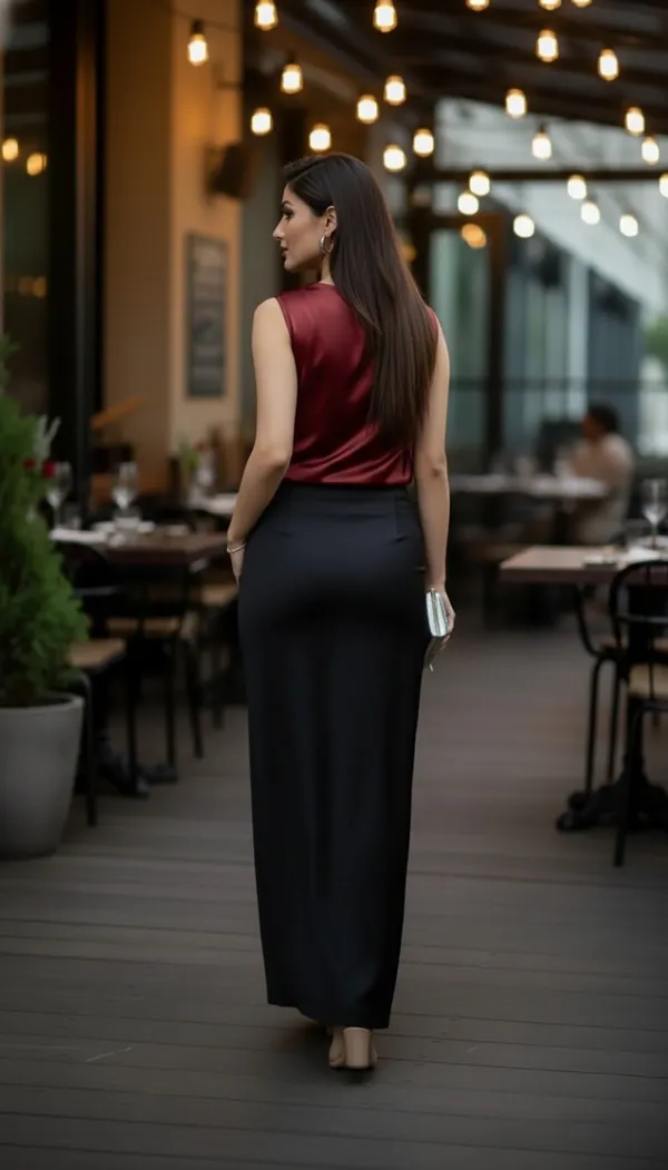 Wine_Satin_Cowl_Neck_Top
