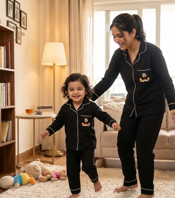 Black_Color_Mom_and_Kid_Cartoon_Twinning_Night_Suit_Sets_-_Pack_of_2