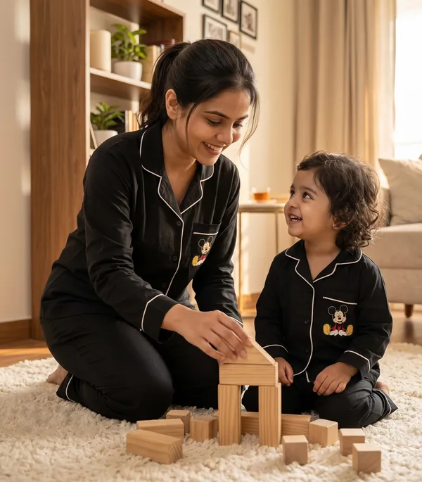 Black_Color_Mom_and_Kid_Cartoon_Twinning_Night_Suit_Sets_-_Pack_of_2