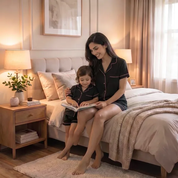 Black_Color_Mom_and_Kid_Twinning_Night_Suit_Sets_-_Pack_of_2