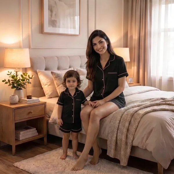 Black_Color_Mom_and_Kid_Twinning_Night_Suit_Sets_-_Pack_of_2