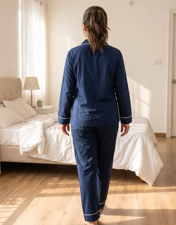 Blue_Night_Suit_-_3/4th_Sleeves_-_White_Piping