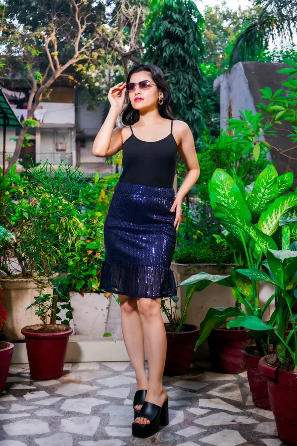 Dark_Blue_Embellished_Lycra_Blend_Peplum_Above_Knee__Regular_Skirt_For_Women