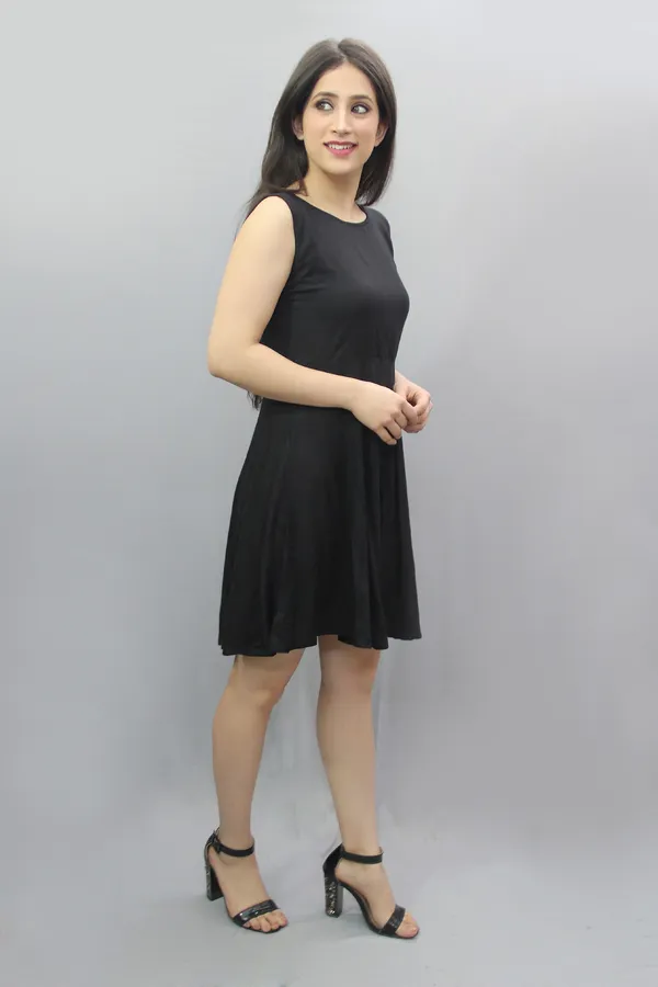 Black_Viscose_Rayon_Round_Neck_Sleeveless_Above_Knee_Fit_And_Flare_Dress_For_Women
