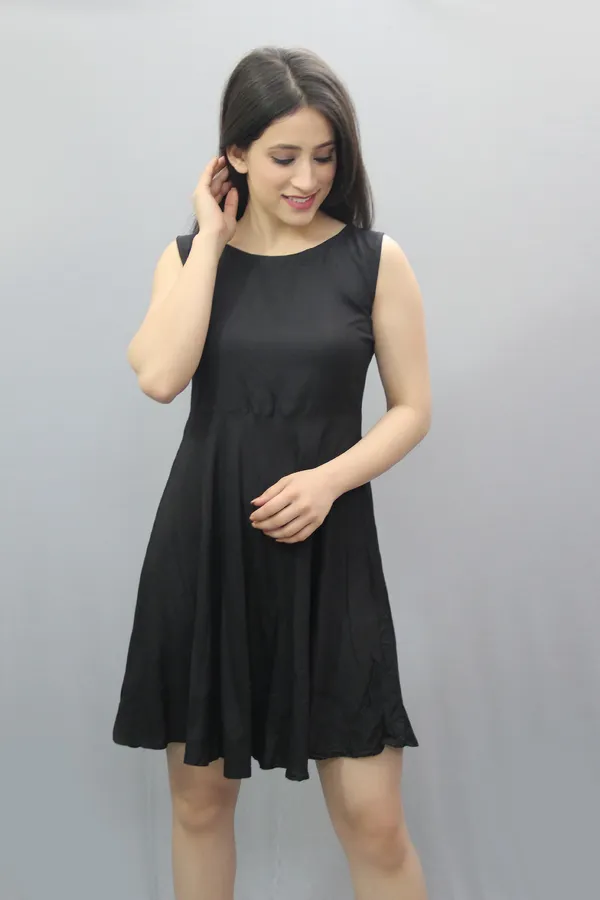 Black_Viscose_Rayon_Round_Neck_Sleeveless_Above_Knee_Fit_And_Flare_Dress_For_Women