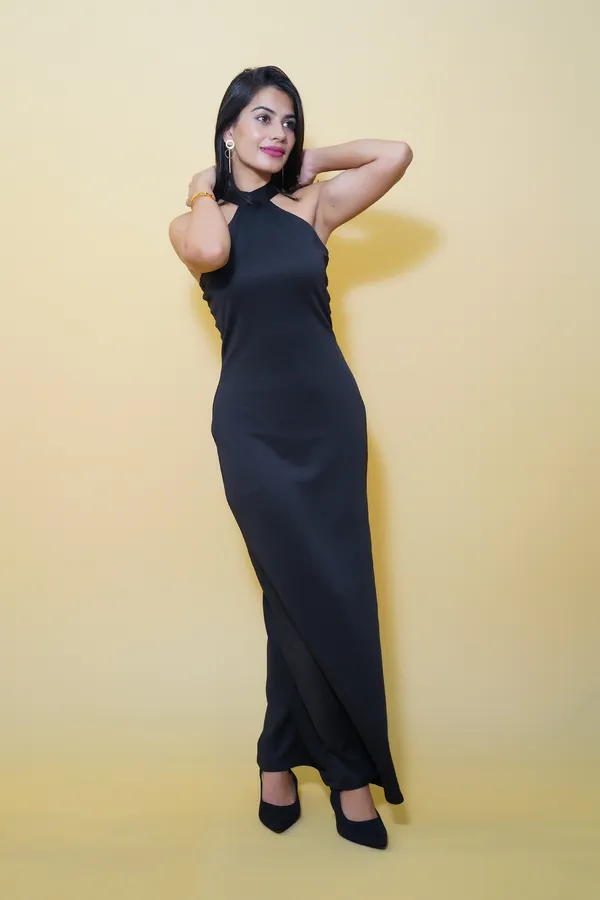 Black_Lycra_Blend_Choker_Neck_Sleeveless_Full_Length_Bodycon_Dress_For_Women