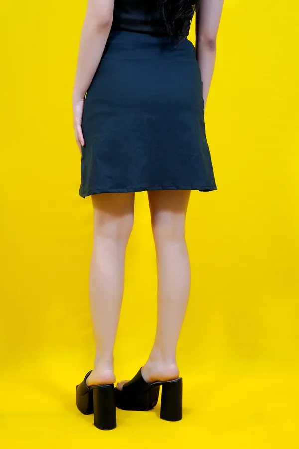 Dark_Blue_Solid_Lycra_Blend_A-Line_Mini/Short__Regular_Skirt_For_Women