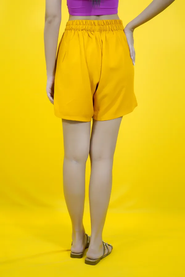 Yellow_Polycotton_Solid_Mid_Thigh_Regular_Fit_Bermuda_Shorts_For_Women