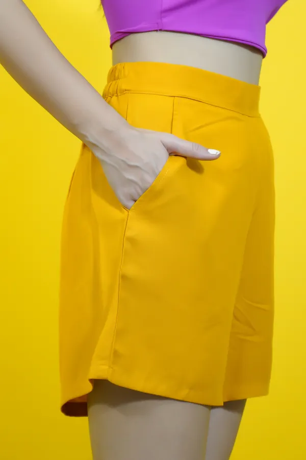 Yellow_Polycotton_Solid_Mid_Thigh_Regular_Fit_Bermuda_Shorts_For_Women