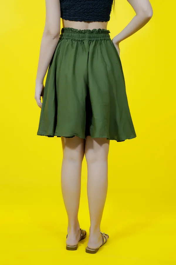 Dark_Green_Polycotton_Solid_Mid_Thigh_Regular_Fit_Bermuda_Shorts_For_Women