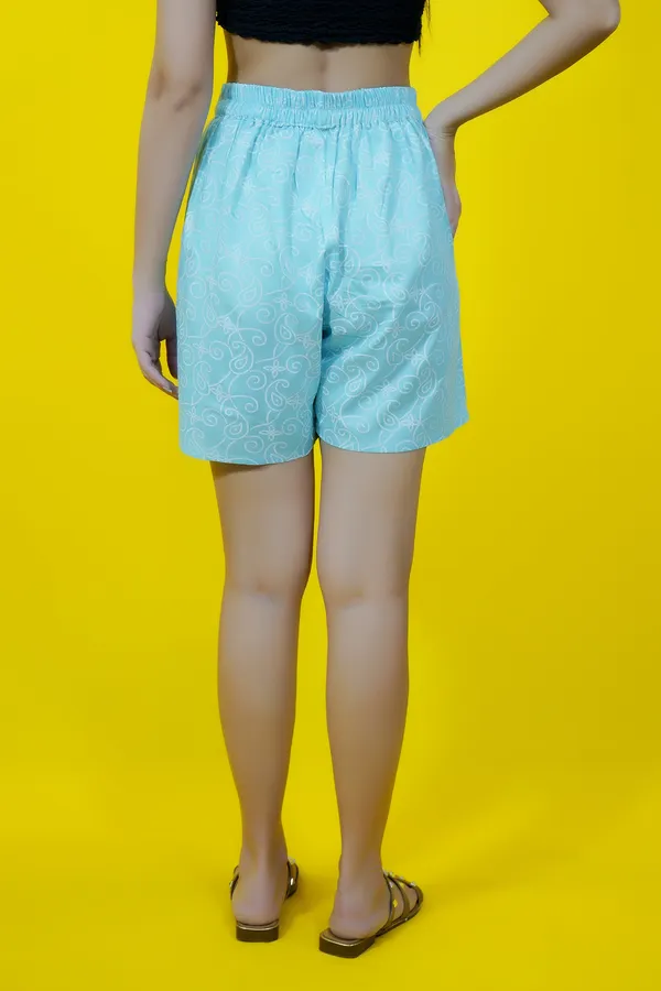 Light_Blue_&_White_Polycotton_Geometric_Mid_Thigh_Regular_Fit_Bermuda_Shorts_For_Women