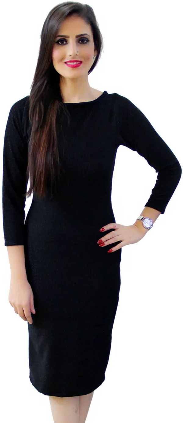 long sleeve mesh bodycon dress L'agence Voletta 3/4 Sleeve Turtleneck Black Dress– HIVE main image 1